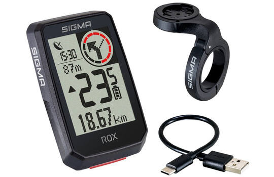 Sigma - ROX 2.0 GPS Fietscomputer inclusief Top Mount Computerhouder Zwart 
